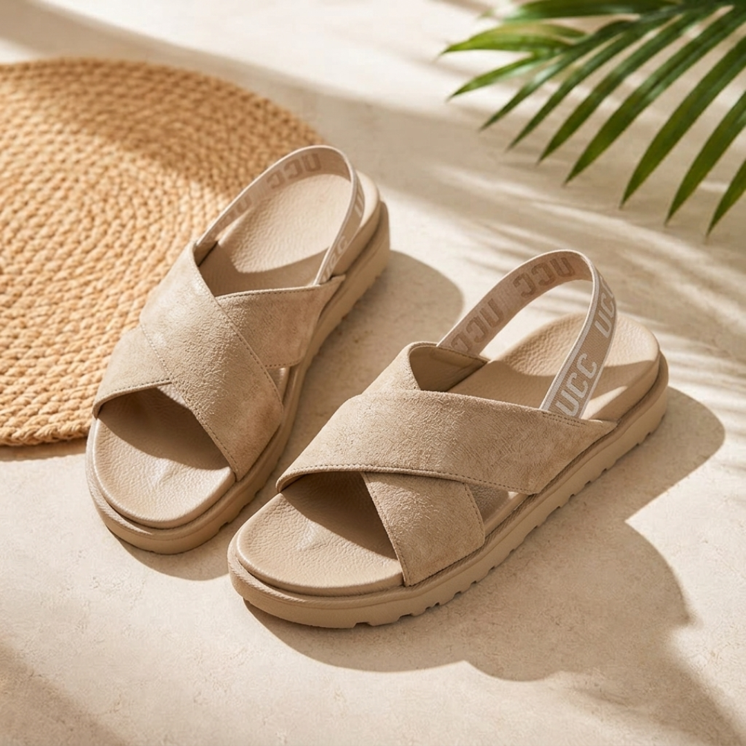 Women's Casual Cross-Strap Platform Slingback Sandals – Soft Suede Comfort Slides