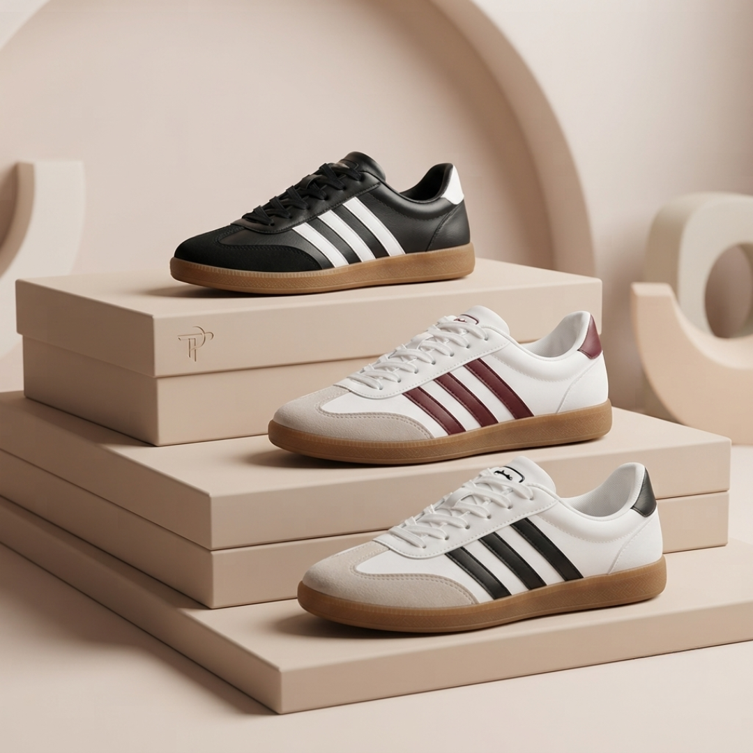 Baskets décontractées rétro à rayures pour femmes – Chaussures de mode quotidiennes classiques à lacets