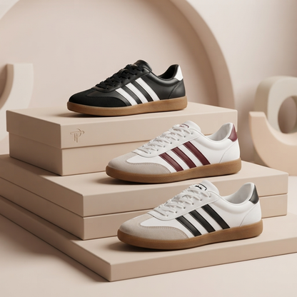 Baskets décontractées rétro à rayures pour femmes – Chaussures de mode quotidiennes classiques à lacets