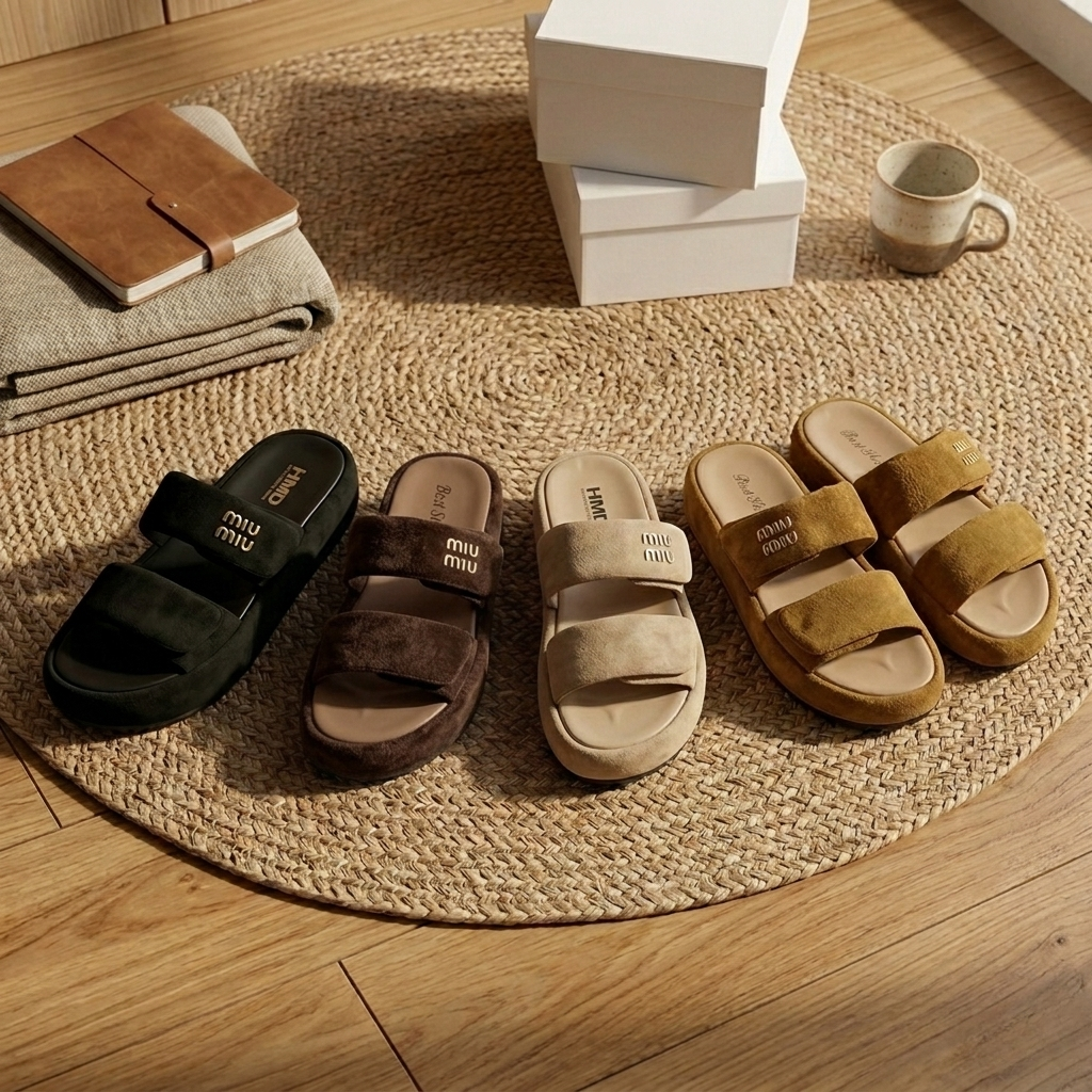 Comfort Dual-Strap Suede Slides – Lightweight Everyday Sandals
