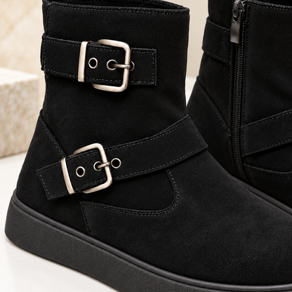 Women’s Buckle Ankle Boots – Stylish Comfort for Everyday Wear
