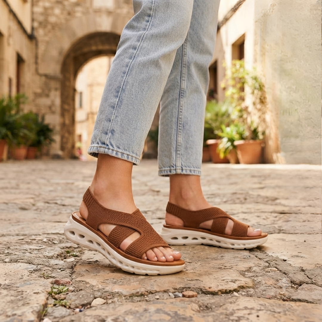 AnaLiza Women's Lightweight Comfort Wedge Sandals – Breathable Stretch Slingback