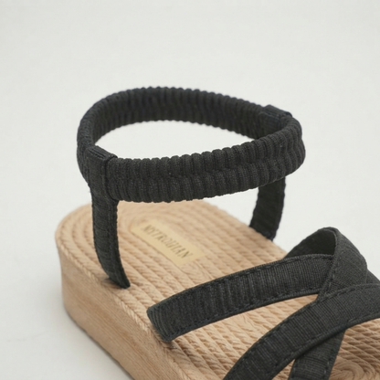 Women's Lightweight Platform Comfort Sandals – Elastic Multi-Strap Casual Summer Flats