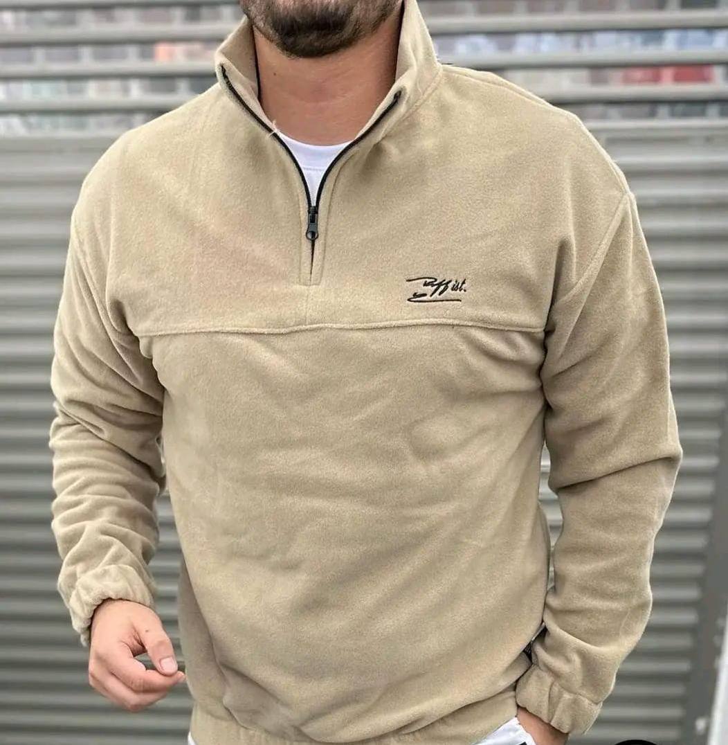 بلوفر رجالي من الصوف بنصف سحاب - تصميم عصري ومريح للأنشطة اليومية