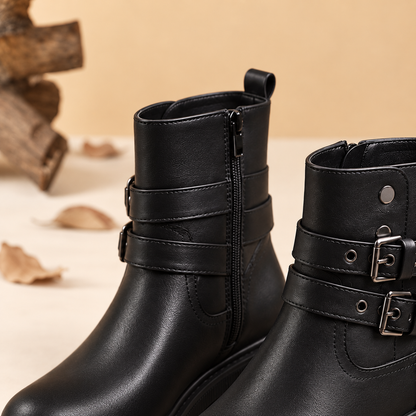 Bottines à plateforme à double boucle pour femme – Style audacieux et confort au quotidien