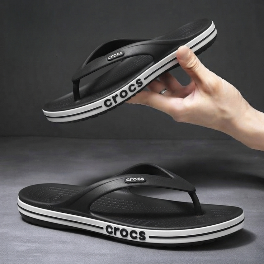 Crocs CR02 Tongs confortables légères pour hommes | Sandales décontractées rembourrées | Pantoufles antidérapantes pour tous les jours