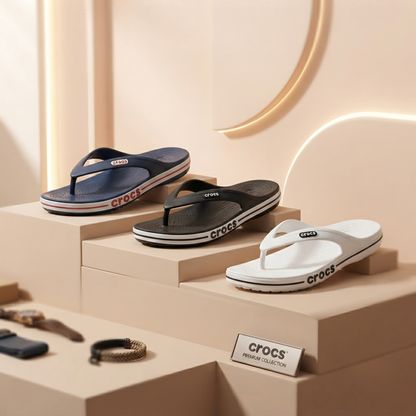 Crocs CR02 Tongs confortables légères pour hommes | Sandales décontractées rembourrées | Pantoufles antidérapantes pour tous les jours