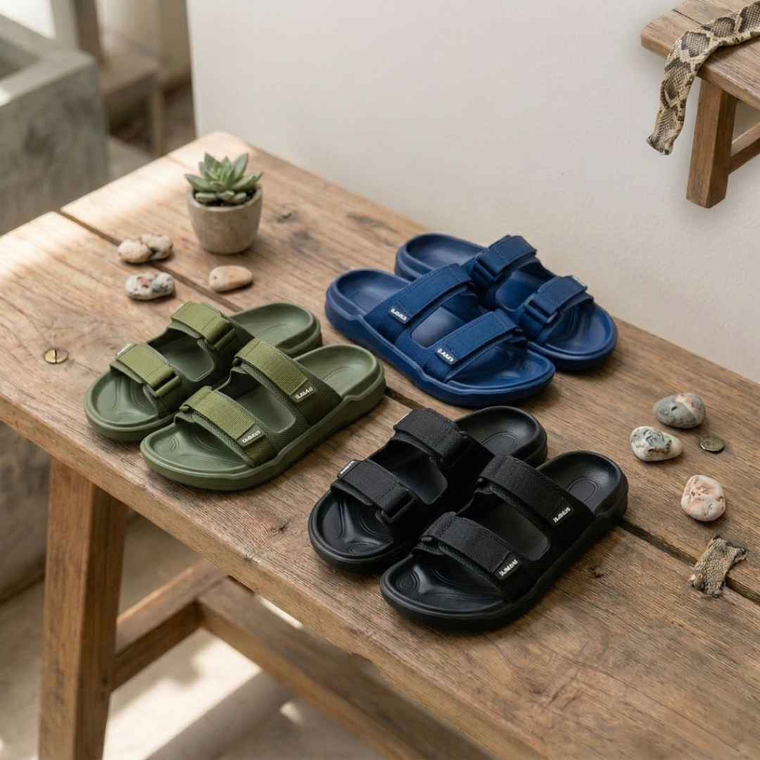 Sandales décontractées à enfiler pour homme avec double bride – Légères et confortables