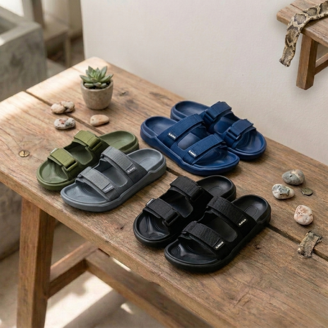 Sandales décontractées à enfiler pour homme avec double bride – Légères et confortables
