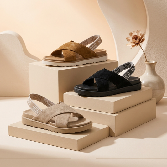 Women's Casual Cross-Strap Platform Slingback Sandals – Soft Suede Comfort Slides