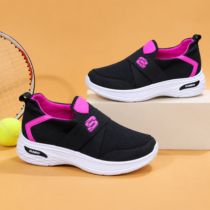 Women’s Slip-On Sneakers with Mesh Upper, Crossover Straps and Sporty Everyday Style