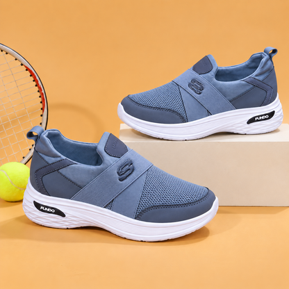 Women’s Slip-On Sneakers with Mesh Upper, Crossover Straps and Sporty Everyday Style