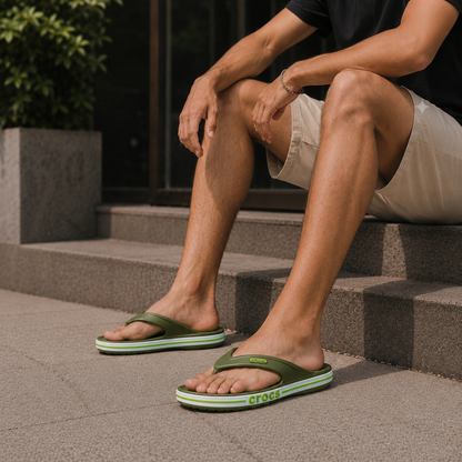 Crocs CR02 Men's Lightweight Comfort Flip-Flops | Cushioned Casual Thong Sandals | Anti-Slip Everyday Slippers