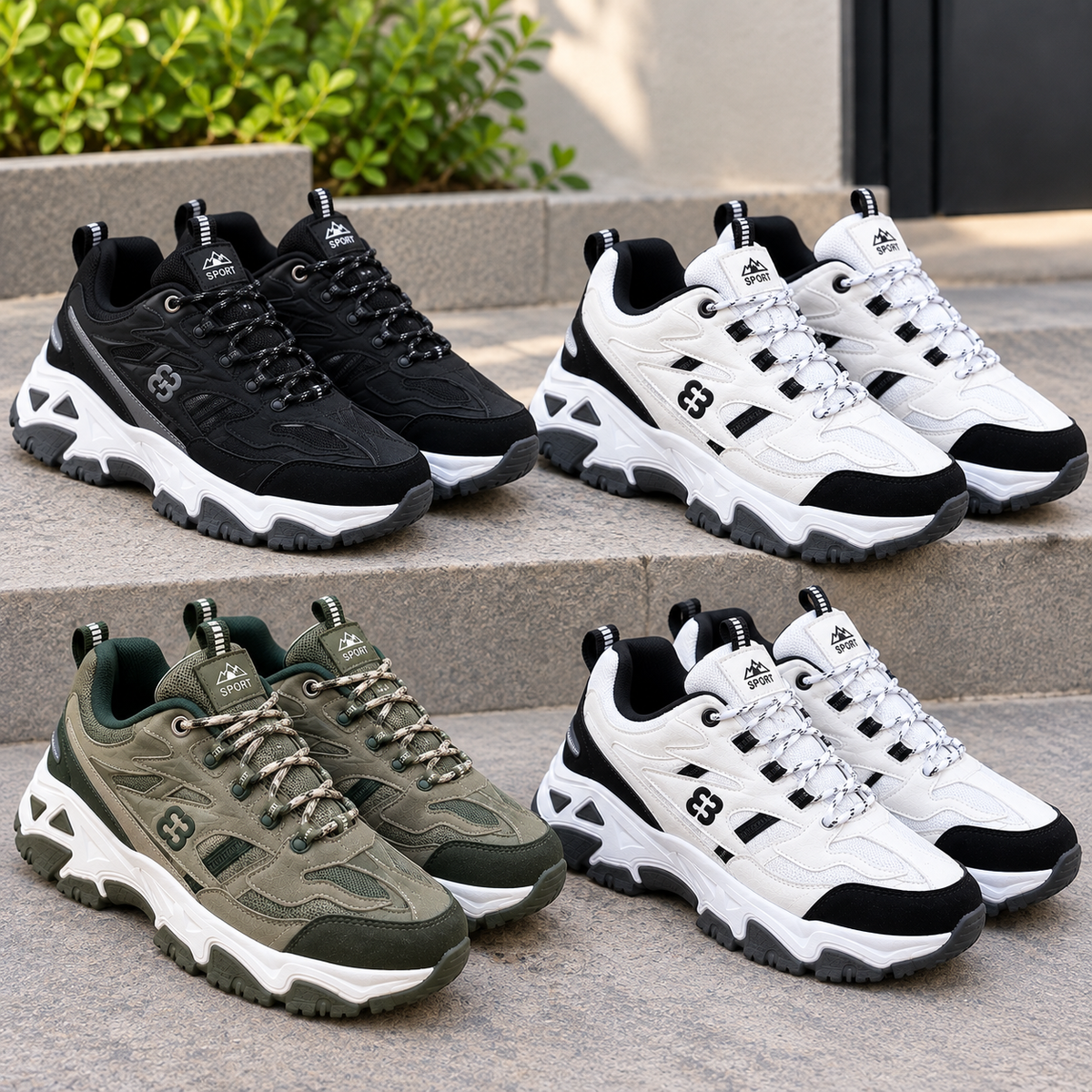 Baskets de sport épaisses pour hommes – Chaussures de course élégantes décontractées et d'extérieur 