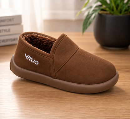 Chaussures d'hiver à enfiler pour femme, camel, doublées de peluche