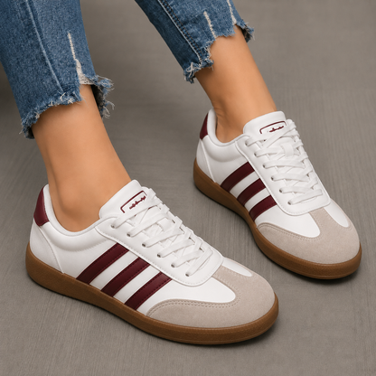 Baskets décontractées rétro à rayures pour femmes – Chaussures de mode quotidiennes classiques à lacets