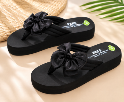 Tongs à nœud fleuri pour femmes – Sandales de plage souples à plateforme 