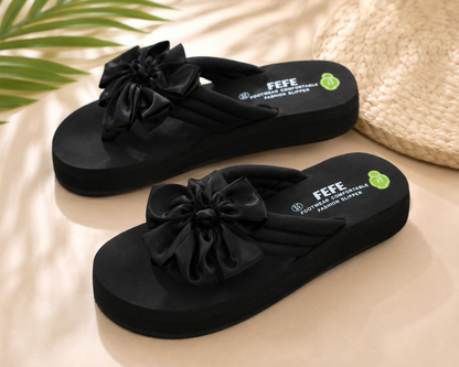 Tongs à nœud fleuri pour femmes – Sandales de plage souples à plateforme 