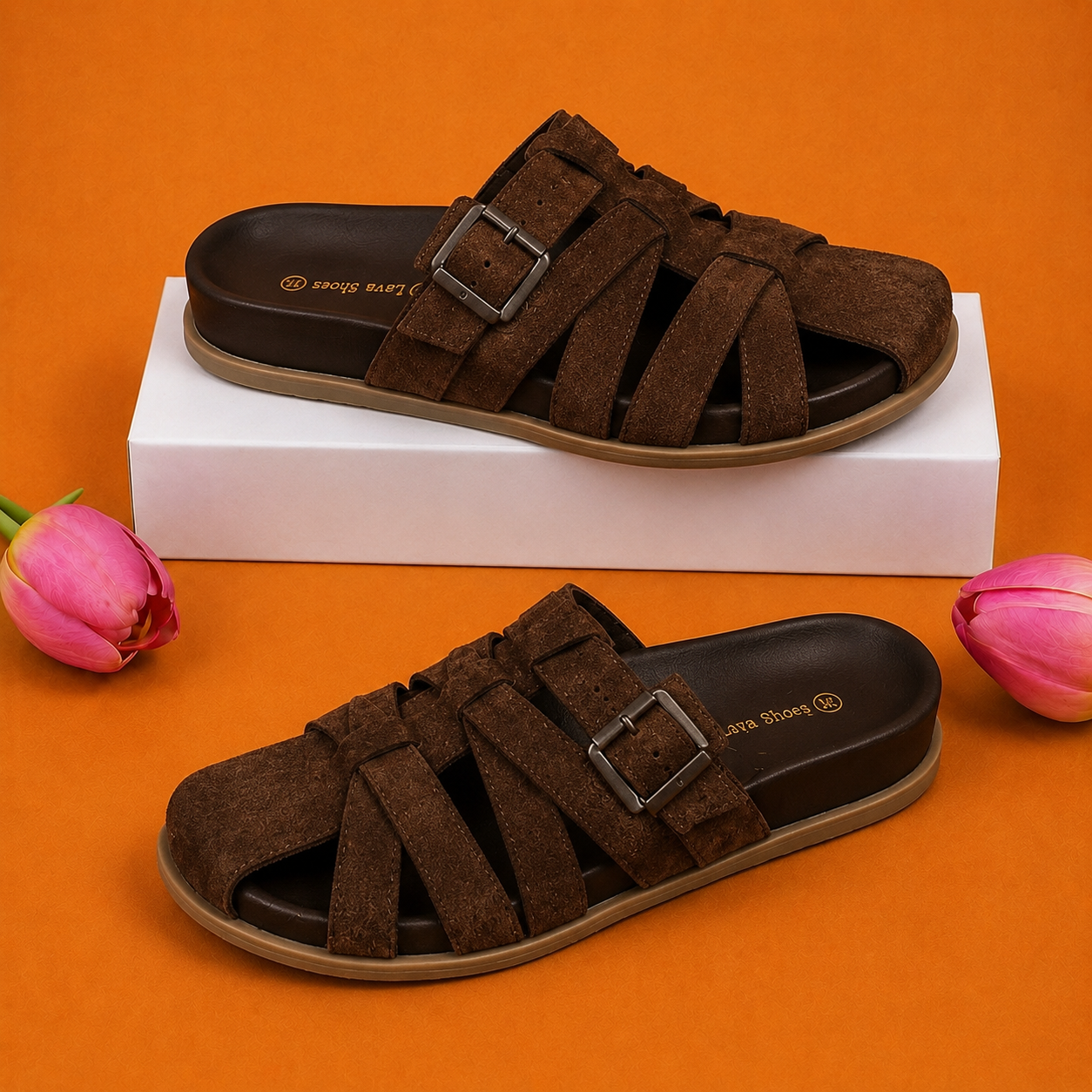Sandales Confort à Boucle en Daim pour Femme