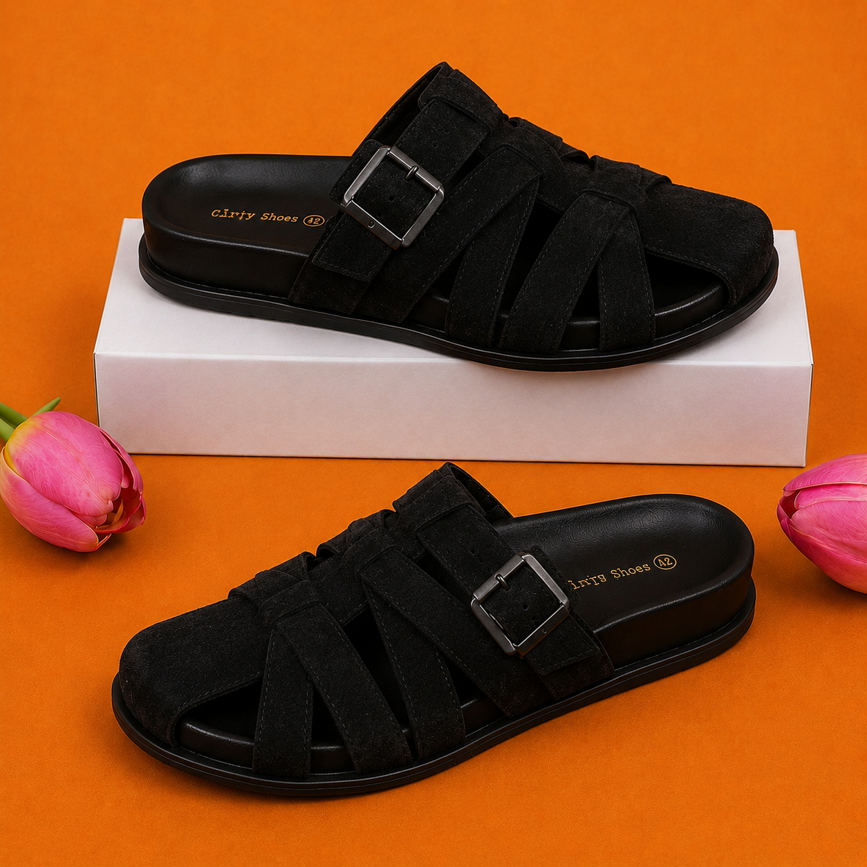Sandales Confort à Boucle en Daim pour Femme