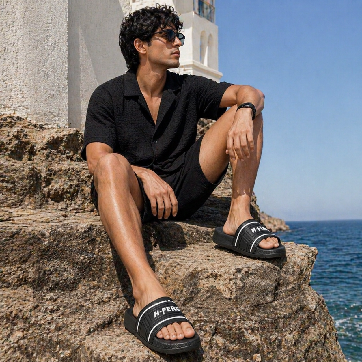 H-FERG Men’s Sport Slide Sandals – Lightweight Everyday Comfort Slippers