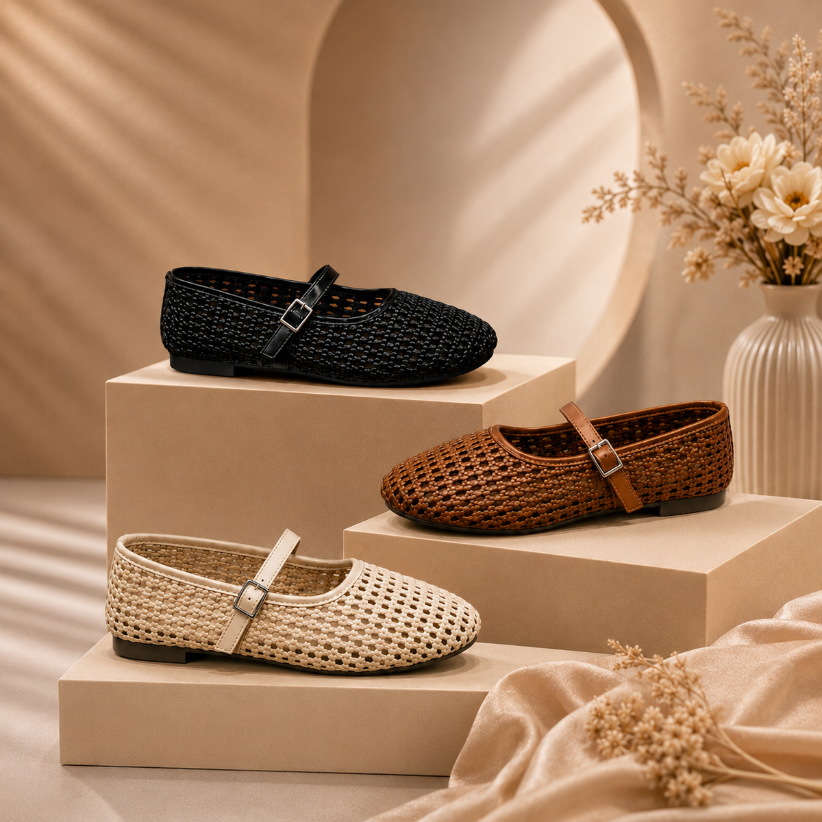Ballerines Mary Jane tissées confortables pour femme – Chaussures légères et élégantes pour le quotidien