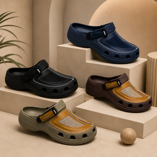Men’s Breathable Closed-Toe Clogs with Adjustable Strap