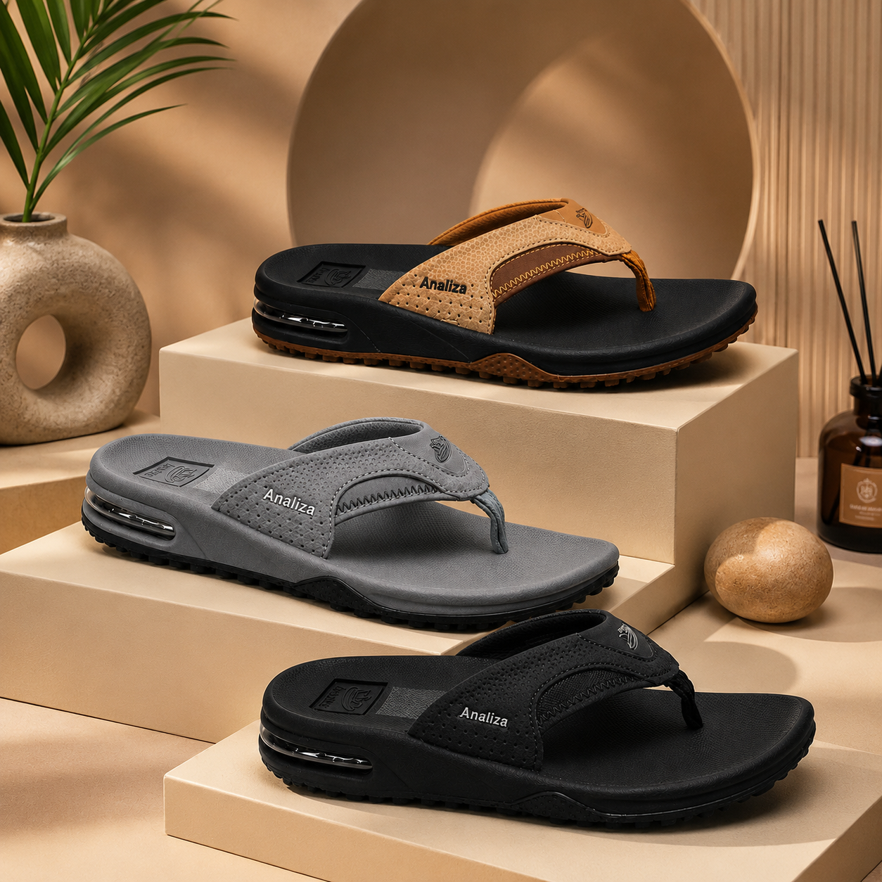 Tongs Confort Premium pour Hommes – Semelle à coussin d'air légère