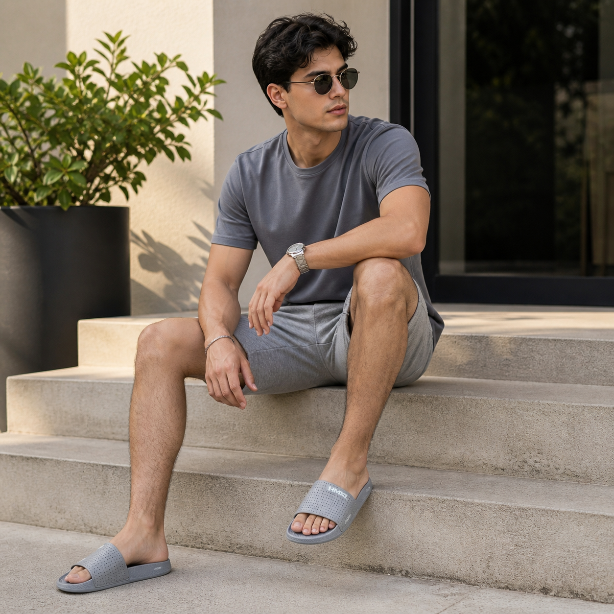 HMD Men’s Comfort Slide Sandals – Lightweight Anti-Slip Bathroom & Casual Slippers