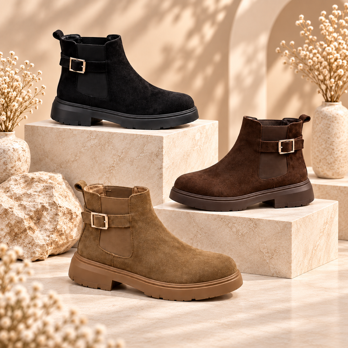 Bottines élégantes pour femme au design moderne avec boucle latérale