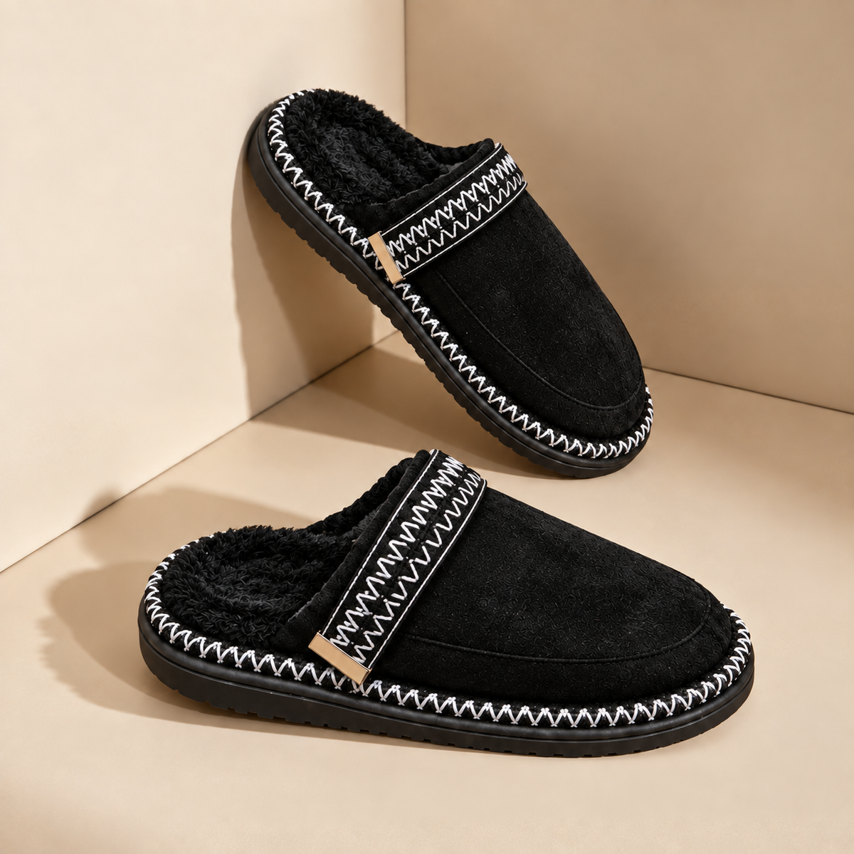 Pantoufles sans gêne effet daim pour femme – Confort douillet et style au quotidien