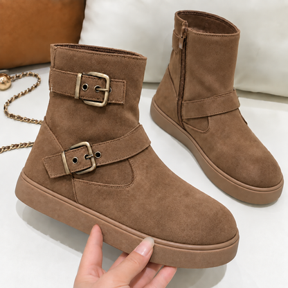 Women’s Buckle Ankle Boots – Stylish Comfort for Everyday Wear