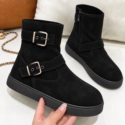 Women’s Buckle Ankle Boots – Stylish Comfort for Everyday Wear