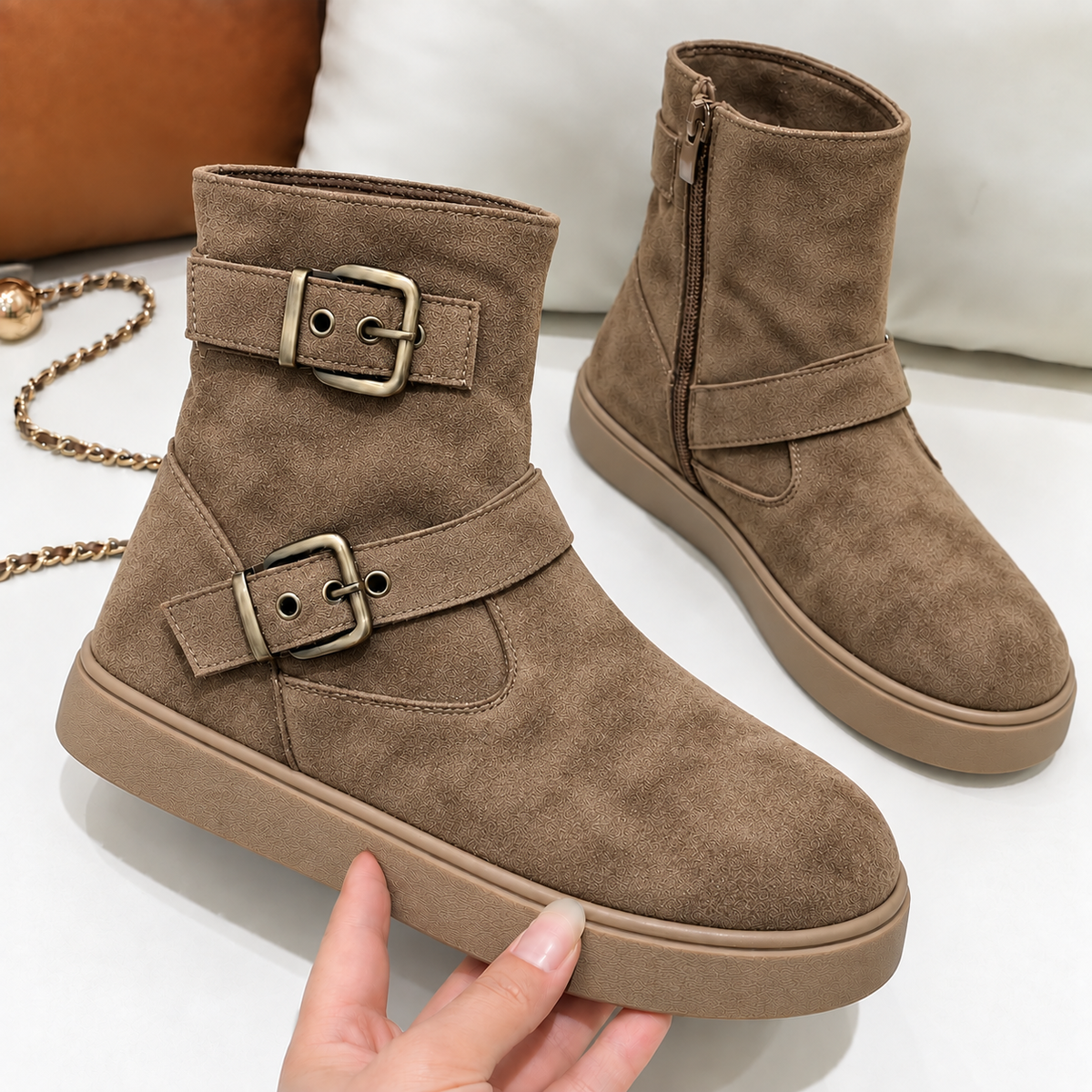 Women’s Buckle Ankle Boots – Stylish Comfort for Everyday Wear