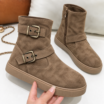 Women’s Buckle Ankle Boots – Stylish Comfort for Everyday Wear