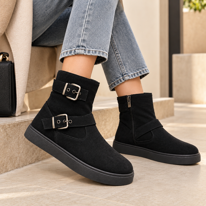 Women’s Buckle Ankle Boots – Stylish Comfort for Everyday Wear