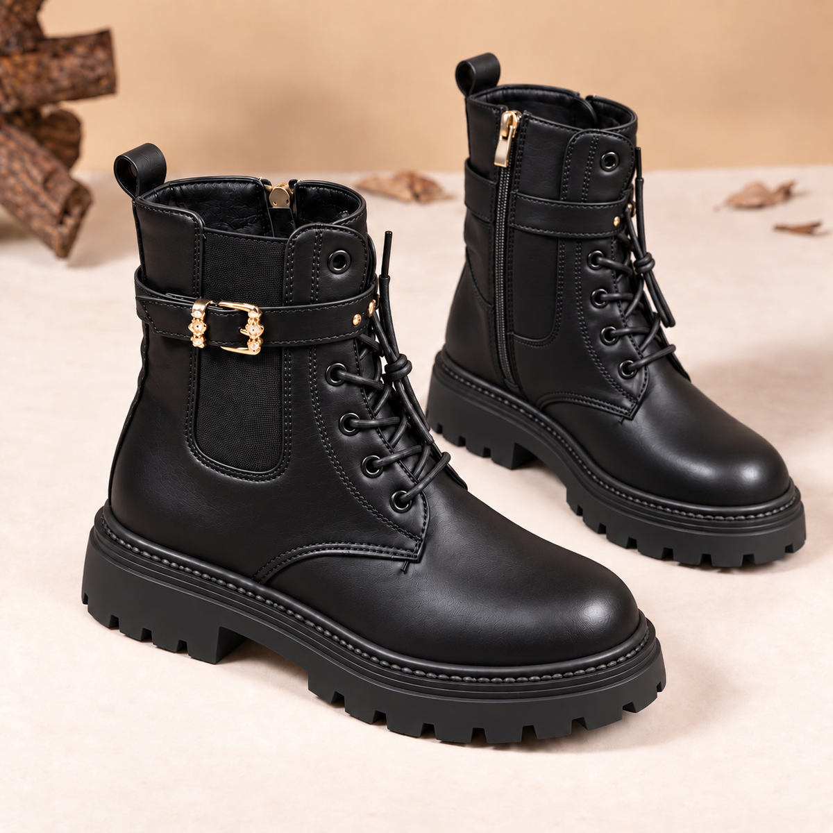 Bottines à boucle épaisses pour femme – Confort et style au quotidien