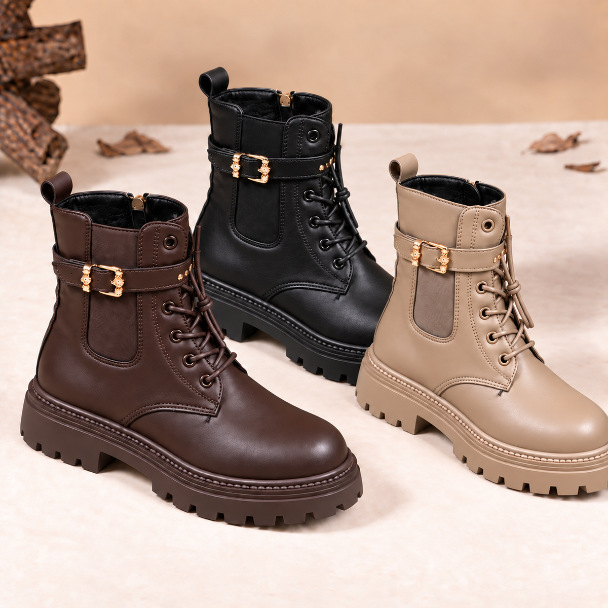 Bottines à boucle épaisses pour femme – Confort et style au quotidien