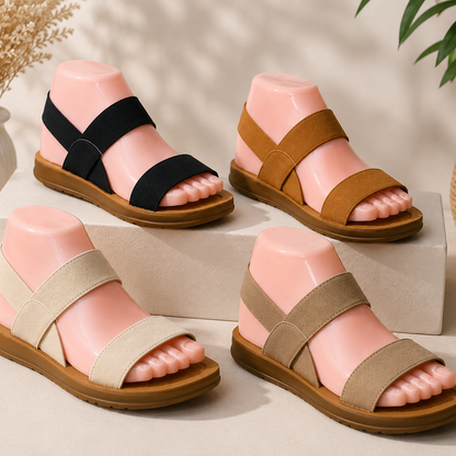 Sandales plates à bride élastique pour femme – Chaussures décontractées d'été à bout ouvert et confortables pour la plage