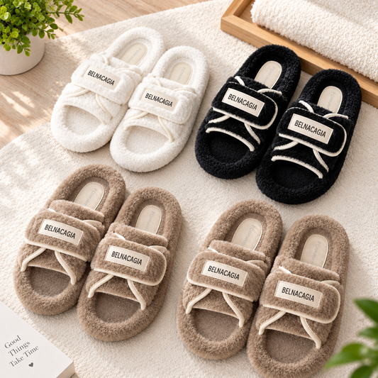 2024 New Trendy Furry Slippers for Women – Autumn/Winter Outdoor & Indoor Korean Style Fashion Flip Flops