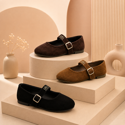 Women’s Classic Suede Mary Jane Flats – Elegant, Comfortable & Timeless