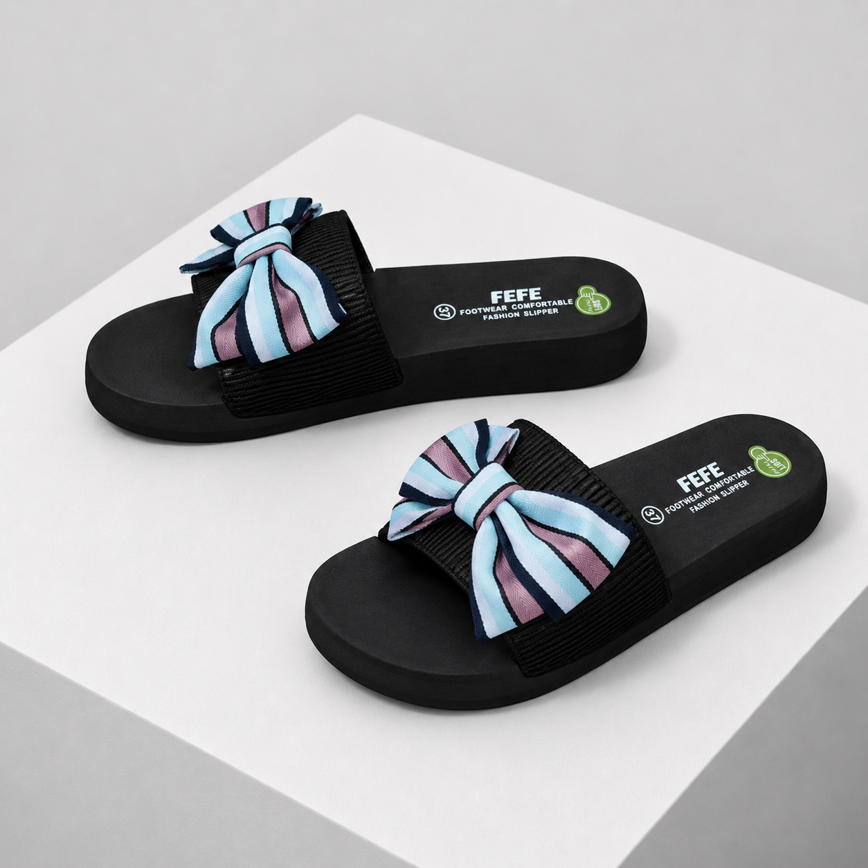 Women’s Stylish Bow-Detail Platform Slippers – Comfortable Fashion Sandals