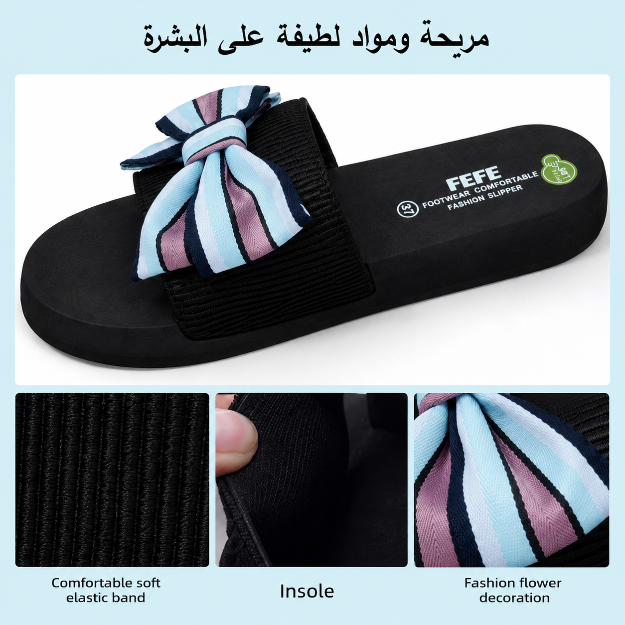 Women’s Stylish Bow-Detail Platform Slippers – Comfortable Fashion Sandals