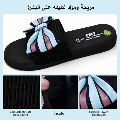 Women’s Stylish Bow-Detail Platform Slippers – Comfortable Fashion Sandals