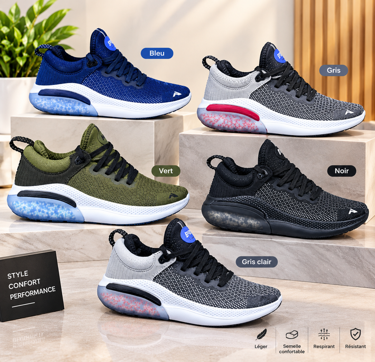 Men’s Lightweight Breathable Running Sneakers – Cushioned Air Sole