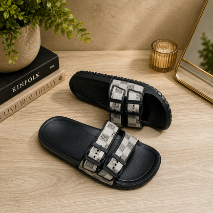 Sandales confortables pour hommes à double boucle – Claquettes décontractées d'été réglables