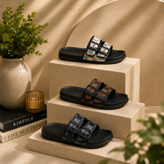 Men’s Double-Buckle Comfort Slide Sandals – Adjustable Casual Summer Slippers
