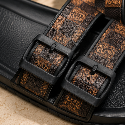Sandales confortables pour hommes à double boucle – Claquettes décontractées d'été réglables