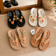 Women's Bohemian Flip Flop Sandals – Rhinestone T-Strap Platform Slides, Lightweight Non-Slip Summer Beach Thong Slippers