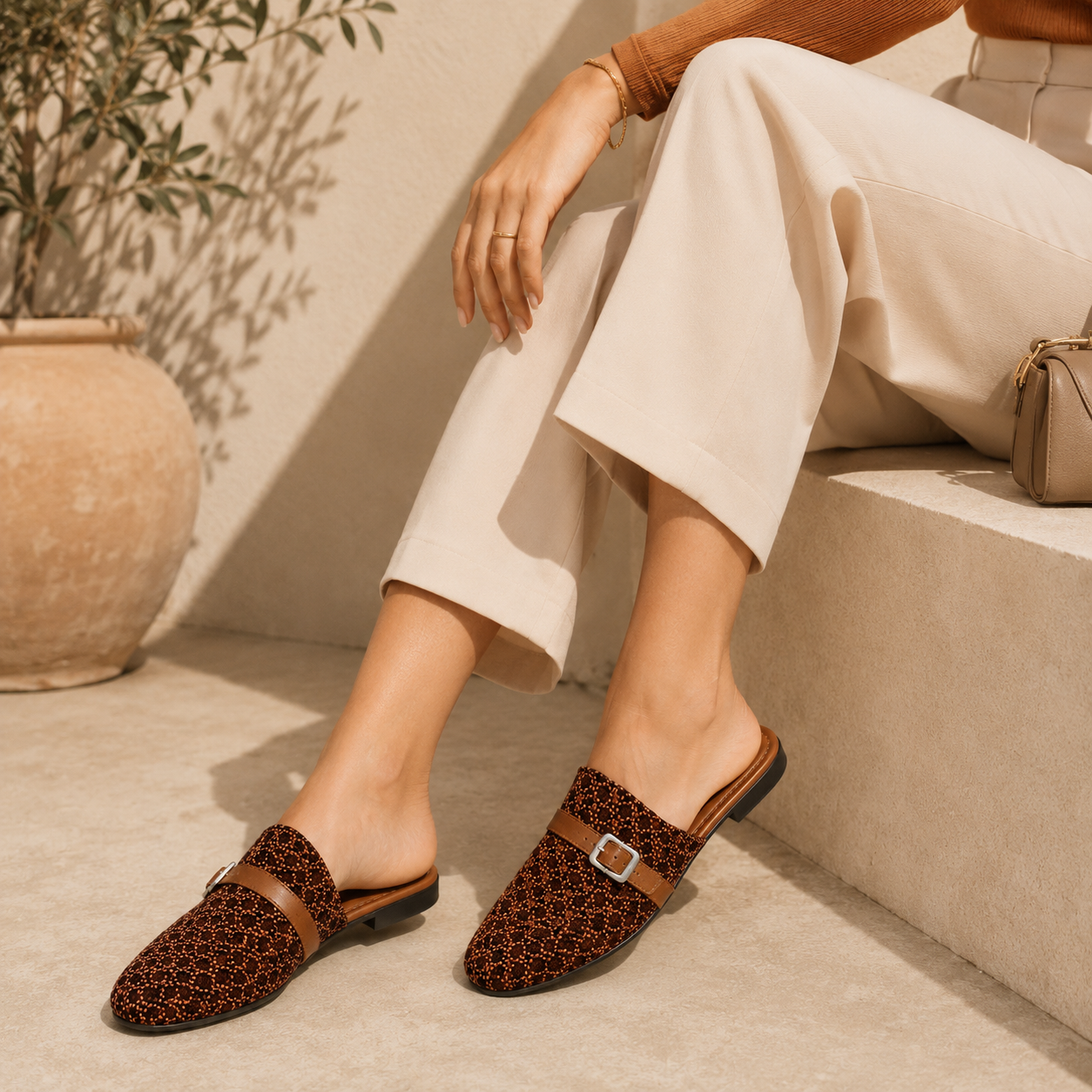 Mules élégantes et confortables pour femme – Légères à enfiler avec boucle chic